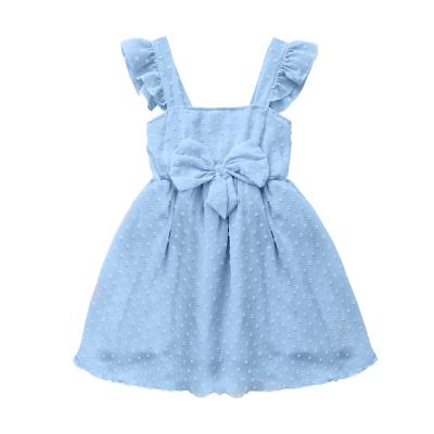 China Fly Ruffled Suspender Kid Girls Dress Causal Dress Toddler Baby Suspender Ruffled Dress Blue Sleeveless Floral Layer Holiday Floral Beautiful for sale