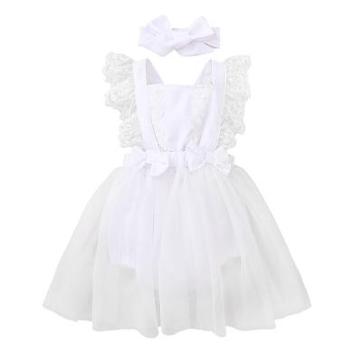 China Fly Ruffled Suspender Kid Girls Dress Causal Dress Toddler Baby Ruffled Layer Floral Sleeveless Dress White Beautiful for sale