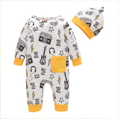 China Long Sleeves Catpapa Baby Boy Winter Clothes 3 Months Baby Boy Casual Overalls 6 Months Baby Boy Long Sleeves Cardboard Print Causal Overalls for sale