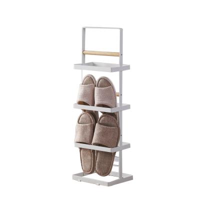 China Strong Material Bedroom Decorative 3 Tier Shoe Slippers Stretch Portable With Wooden Handle for sale