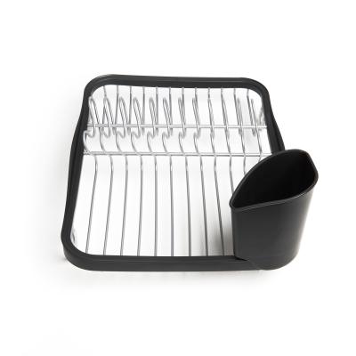 China Home Dish Drying Rack With Removable Cutlery Rack, Black Smoke for sale