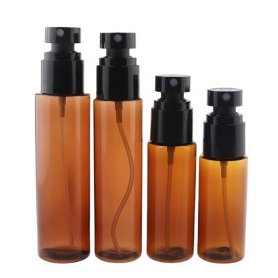 China Free Sample 40ml 50ml 60ml 80ml 100ml Cosmetic Amber Plastic Pump Bottle Mist Spray Bottles for sale