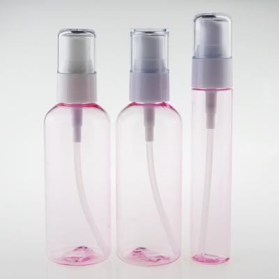 China BEAUTY PACKAGING Wholesale Pink Transparent Plastic Lotion Bottle Plastic Spray Pump Bottle For Emulsion Packaging for sale