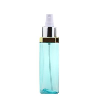 China Personal Care Luxury Plastic Square Shaped Bottle 60ml 80ml 100ml 120ml 4 Ounce Cosmetic Blue Makeup Spray Bottle for sale