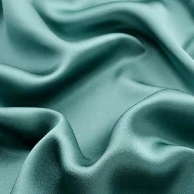 China Waterproof Yarn Dyed Polyester Spandex Satin Fabric For Women Skirt Dress Blouse for sale