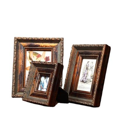 China Environmental Materials 6 Inch 7 Inch American Antique Luxure Style Solid Wood Picture Frame for sale