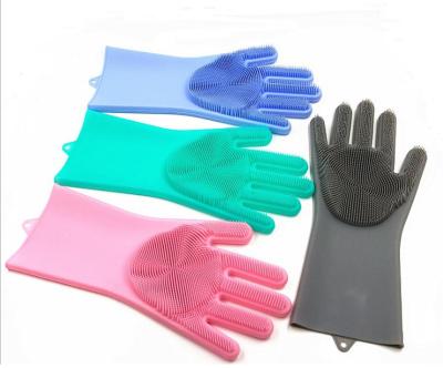 China Reusable Magic Dish Wash USSE Kitchen Bathroom Pet Hair Care Dishwashing Silicone Cleaning Glove for sale