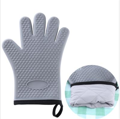 China New Modern Customized Large Size Heat Resistant Kitchen Cooking Silicone Gloves With Warm Inner Cotton for sale