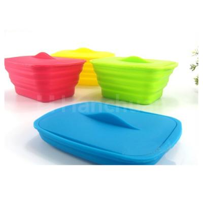 China Viable Kitchenware Rectangle Collapsible Silicone Food Containers With Silicone Lid for sale