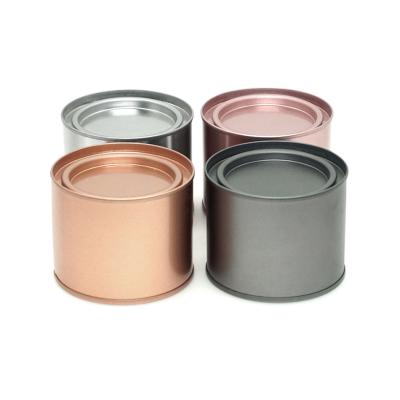 China Factory direct tinplate food cake stock round tin box pure color for cookies and coffee for sale