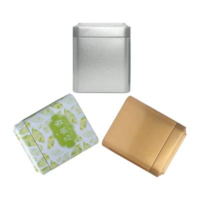 China Food Wholesale C49 Square Tea Container Small Tin Gift Metal Cans Packaging Metal Tin Box Pure Color For Cookies And Coffee for sale