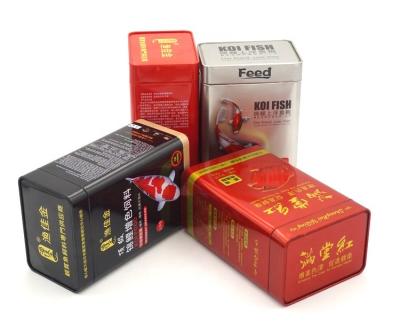 China Food Factory Customized Tea Tin Boxes Tin Cans Metal Packing Fish Feed Tins Square Tin Mental Tins for sale