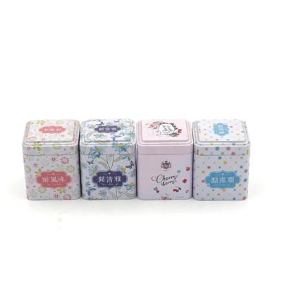 China Custom Square Mini Food Factory Storage Tin Box Tea Coffee Bean Tin Cans for sale