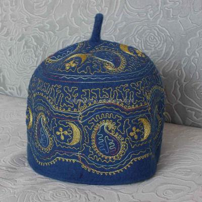 China Muslim Embroidery Polyester / Cotton Wool Muslim Prayer Hat Muslim Men's Prayer Hats for sale