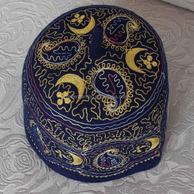 China Polyester / Cotton Muslim Wool Embroidered Prayer Hat for sale