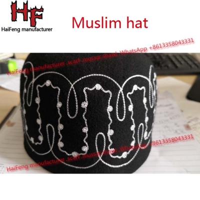 China 100% Wool HAT Muslim Hat Embroidery Pray Hat Nigeria Africa Wool Felt Hat for sale