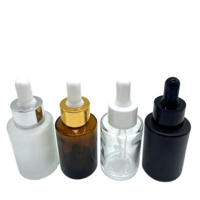 China Skin Care Cosmetic Packaging 10 15 20 30 50 60 100ml Essential Oil Round Cosmetic Glass Bottles With Dropper for sale