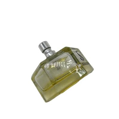 China 40ml Personal Care Empty Yellow Hexagon Glass Perfume Bottle With Spray for sale