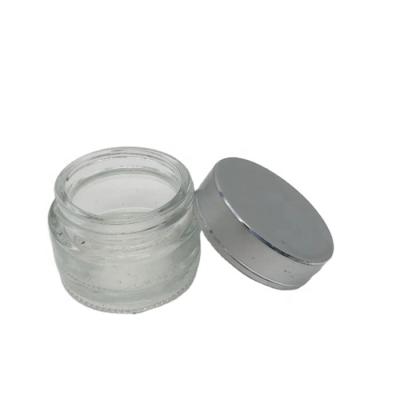 China Hot Sale 20g Clear Glass Skin Care Cream Jars With Aluminum Lid For Cosmetic for sale