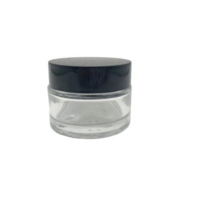 China Popular 20g Clear Glass Skin Care Cream Jars With Plastic Lid Cosmetic Jars for sale