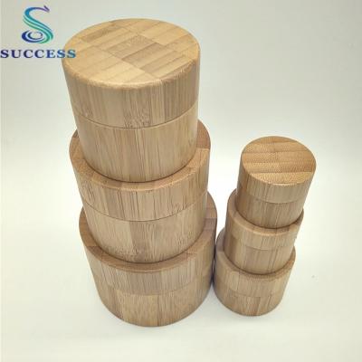 China Double Wall Cosmetic Creams To Bang Different Capacity Bamboo Lid Plastic Jar for sale