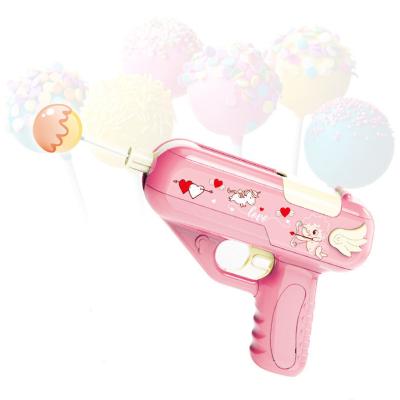 China Play + Eat Promotional Plastic Gun Toy Candy With Strawberry Milk Lollipop Fun Mini Plastic Shoot Gun Toy for sale