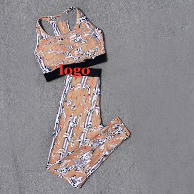 China Famous Brand Ladies Yogawear Breathable Fitness Gaiters And Bra Scenographer Print Luxury 2 Pieces Swimwear for sale