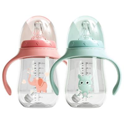 China BPA Free Wholesale Baby/Kids Water Cup With Straw Cup Anti-Drop To Handle Dual-Use Three-Purpose Newborn Baby Bottle for sale