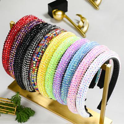 China 2021 Head Bands Diamond Hairband Designer Solid Color Eco-friendly Luxury Women Headbands for sale