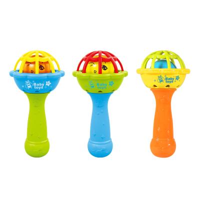 China Toy Factory Price Abs Plastic Soft Rattle Stick Toys Hand Rattle Baby Bell Teether for sale