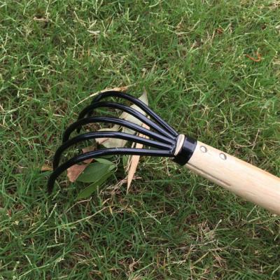 China Garden Rake Garden Claw Rake for Cleaning Fallen Leaves Loosen Soil Nursery Garden Tool Outdoor Garden Rake for sale