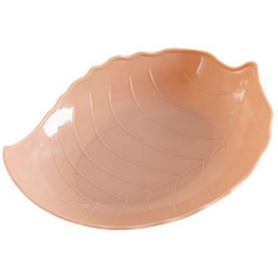 China Dye color traditional nordic living room thicken fruit dish sheet fruit snack leaf shaped dish for sale