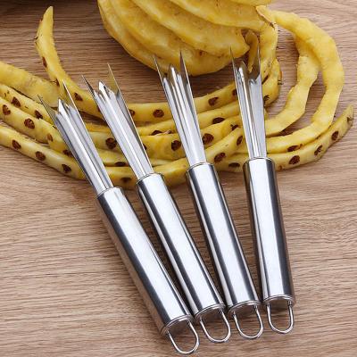 China Durable Pineapple Peeler Fork Stainless Steel Portable Easy Cleaning Non-slip Fruit Tools Kitchen Tools for sale