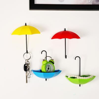 China 3pcs/lot Loaded Viable Umbrella Hook No Trace Main Hook Glue Kitchen Bathroom Living Room Sundries Storage Wall Decoration Hook for sale