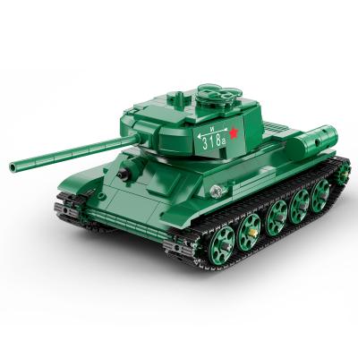 China Technic Military Tank Vehicle Building Block War Arms Remote Control Military Weapon Model Medium Tank Cada T-34 Technic Building Blocks Brick Toys Christmas Gifts For Boys for sale