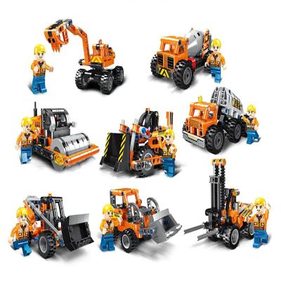 China Building Construction Vehicle Building Block Bricks HAPPY CONSTRUCTION City Engineering Construction Vehicle Technic Building Block Legoed MOC Toys For Kids Christmas Birthday Gifts for sale