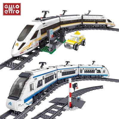 China France City High Speed ​​Rail Building Blocks Fuxing Hexie Electric Train Remote Control Brick Toys Remote Control Boat For Legoing Gifts for sale