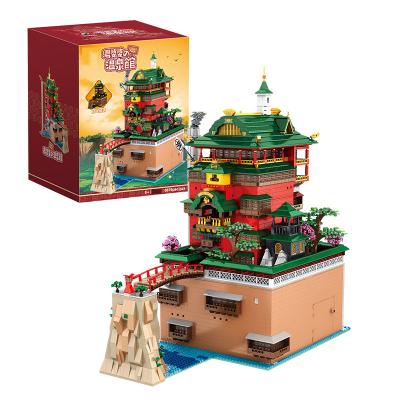 China Street View Building France Light Version 6876PCS Ship Tang Po Po Hot Spring House Building Blocks Legoings City Street View Model Bricks for sale