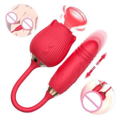 China Prolonged Sucking / Sonic Pulse Hot Selling Rose Waterproof Strong Vibration Rose Rechargeable Vibrators Women Masturbator for sale