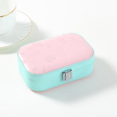 China What Sales Luxury Elegant Earring PU Leather Luxury Por Table Case Jewelry Packaging Gift Boxes Travel Jewelry Box For Girl for sale