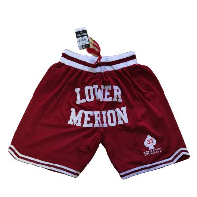 China Antibacterial KO Be Lower Merion High School Embroidered Dacron Breathable Shorts Mens Loose Basketball Wear Shorts GP2020059BK for sale