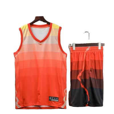 China Custom Quick Dry Gradient Antibacterial Children's Basketball Suit Sports Game Basketball Suit Training Polyester for sale