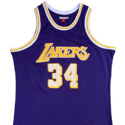 China Vintage 96-97 Basketball Jersey #34 Singlet Lace Purple High Quality Basket Antibacterial Breathable Made Polyester Shirts For Men for sale