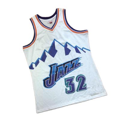 China AU #32 Summer Antibacterial wear for men basketball tank top polyester mesh tank top white embroidery color camiseta de baloncesto for sale