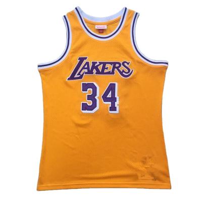 China 24# Retro Antibacterial Mens 96 Basketball Jersey Polyester Yellow Color Breathable With Numbers Jersey Lace Basket for sale