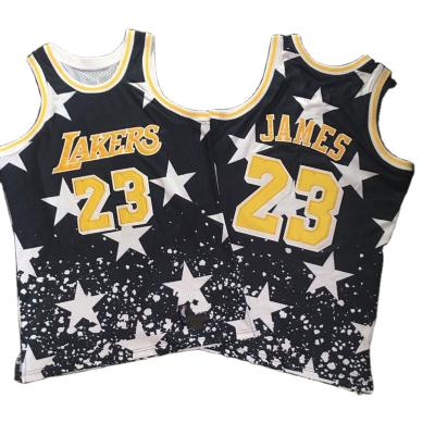 China MEN&'S Independence Day N.B.A Laker 23# Breathable Man Sports Antibacterial Mesh Embroidery Mesh Invest Basketball Tank Tops for sale