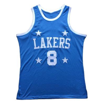 China #8 Mens Basketball Tank Top Antibacterial Made Polyester Quick Dry Breathable Basketball Tank Top Blue Color With Patterns for sale