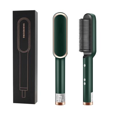 China New Multifunctional Ceramic Brush Curling Iron Flat Hair Straightener Iron Brush Iron Brush for sale