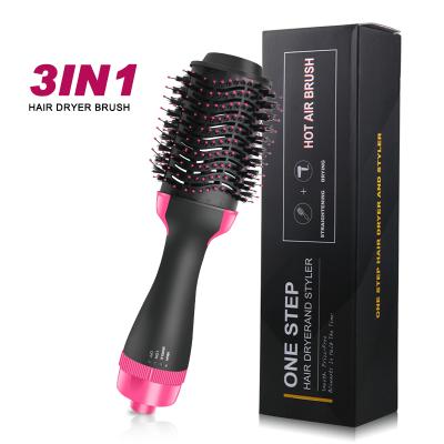 China NEW Ionic 3 in 1 One Step Straightening Electric Hair Dryer Brush Replaceable Hot Air Comb for sale