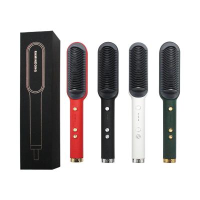 China Multifunctional Portable Hair Straightening Iron with Built in Comb Quick Heating Anti-scald Ring Hair Straightener Brush for sale